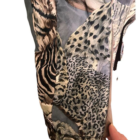 VINTAGE Adam Douglass Womens Puff Jacket Blazer Animal Print  Gray - Picture 7 of 9